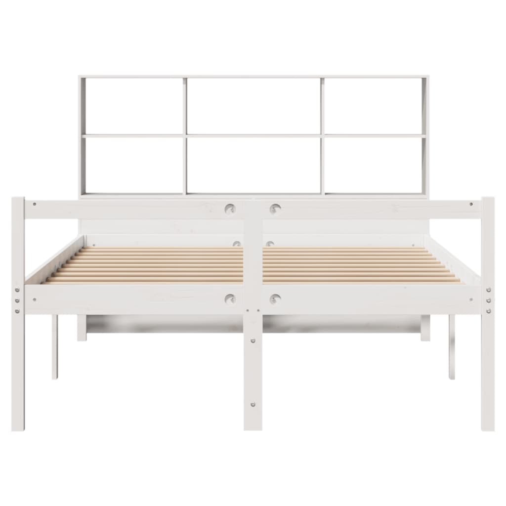 vidaXL Lit en bois massif avec étagère sans matelas Blanc 160x200 cm Pin