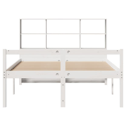 vidaXL Lit en bois massif avec étagère sans matelas Blanc 160x200 cm Pin