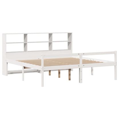 vidaXL Lit en bois massif avec étagère sans matelas Blanc 180x200 cm Pin