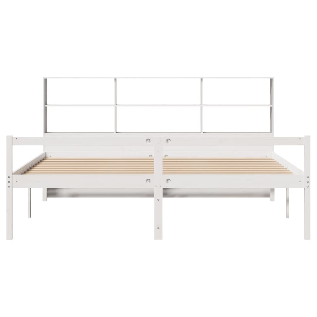 vidaXL Lit en bois massif avec étagère sans matelas Blanc 180x200 cm Pin