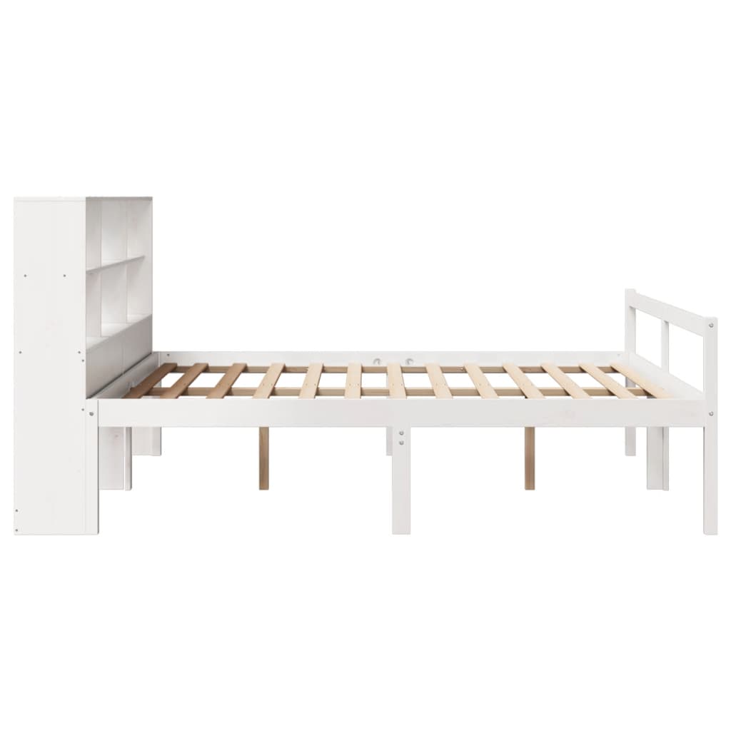 vidaXL Lit en bois massif avec étagère sans matelas Blanc 180x200 cm Pin
