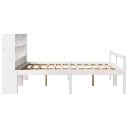 vidaXL Lit en bois massif avec étagère sans matelas Blanc 180x200 cm Pin