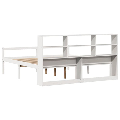 vidaXL Lit en bois massif avec étagère sans matelas Blanc 180x200 cm Pin