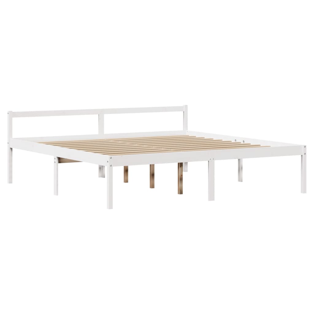 vidaXL Lit en bois massif avec étagère sans matelas Blanc 180x200 cm Pin