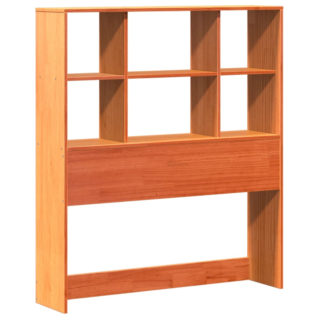 vidaXL Lit en bois massif avec étagère sans matelas Marron ciré 75x190 cm