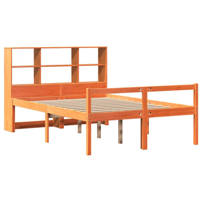 vidaXL Massivholzbett mit Regal ohne Matratze Wachsbraun 120x190 cm
