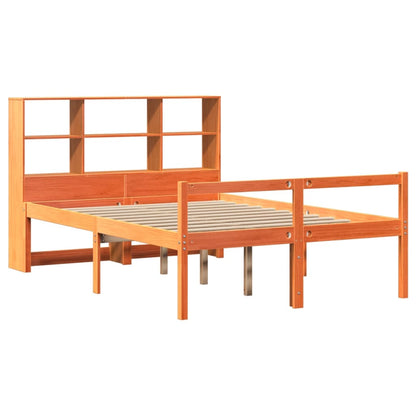 vidaXL Massivholzbett mit Regal ohne Matratze Wachsbraun 120x200 cm