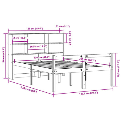 vidaXL Massivholzbett mit Regal ohne Matratze Wachsbraun 120x200 cm