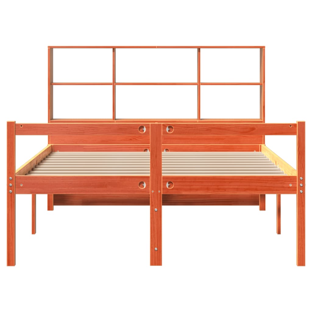 vidaXL Massivholzbett mit Regal ohne Matratze Wachsbraun 120x200 cm