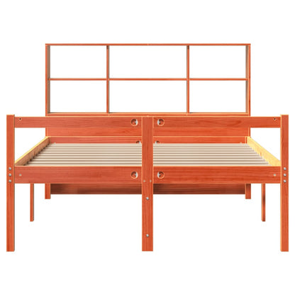vidaXL Massivholzbett mit Regal ohne Matratze Wachsbraun 120x200 cm