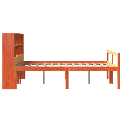 vidaXL Massivholzbett mit Regal ohne Matratze Wachsbraun 120x200 cm