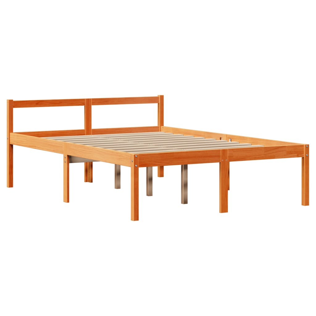 vidaXL Massivholzbett mit Regal ohne Matratze Wachsbraun 120x200 cm