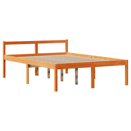 vidaXL Massivholzbett mit Regal ohne Matratze Wachsbraun 120x200 cm