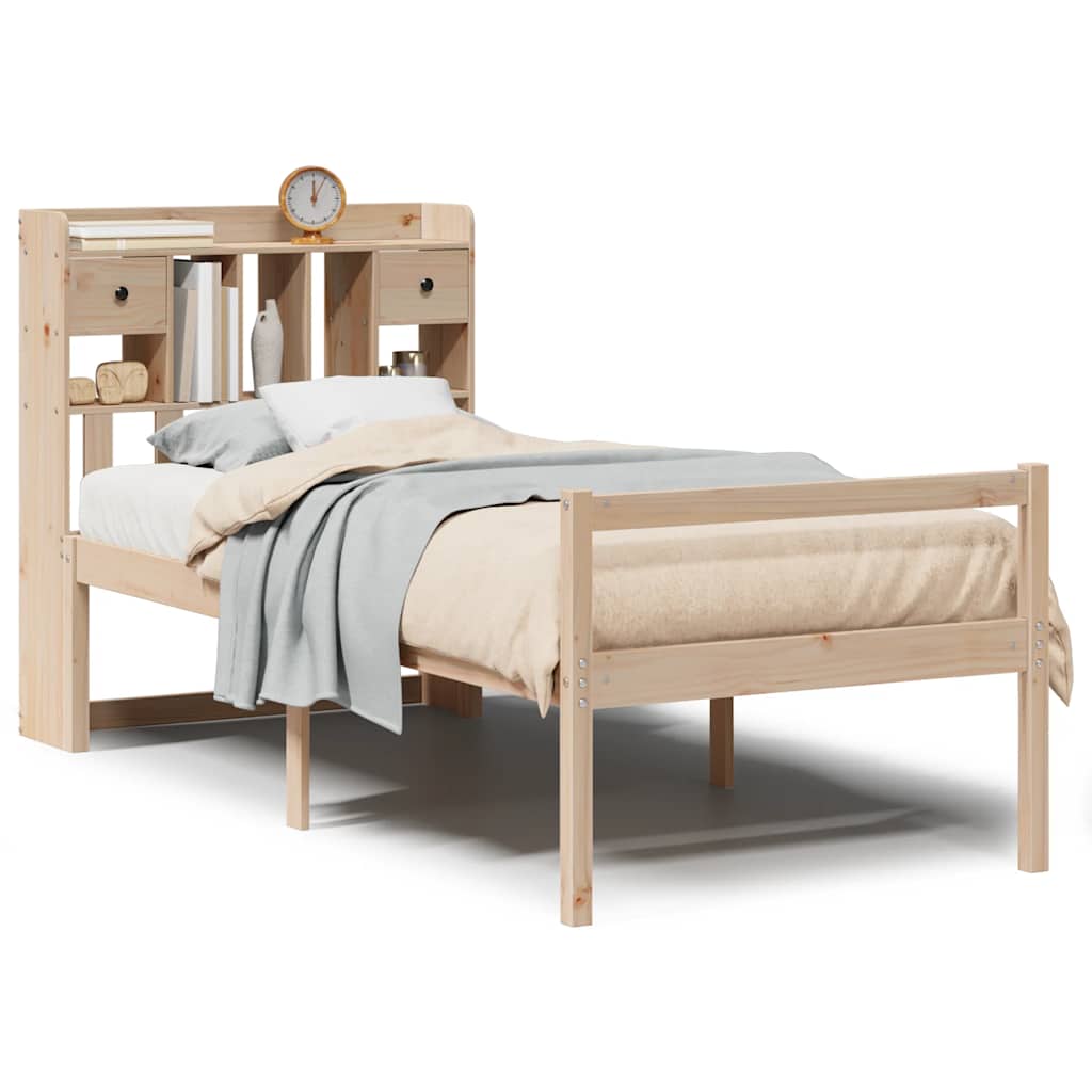 vidaXL Bücherregalbett ohne Matratze 75x190 cm Massivholz Kiefer