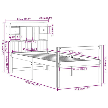 vidaXL Bücherregalbett ohne Matratze 75x190 cm Massivholz Kiefer