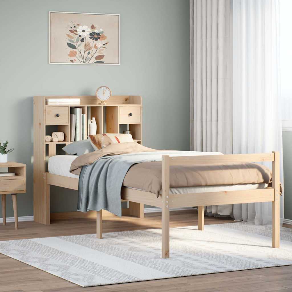 vidaXL Bücherregalbett ohne Matratze 75x190 cm Massivholz Kiefer