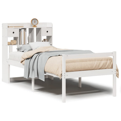 vidaXL Massivholzbett mit Regal ohne Matratze Weiß 75x190 cm Kiefer