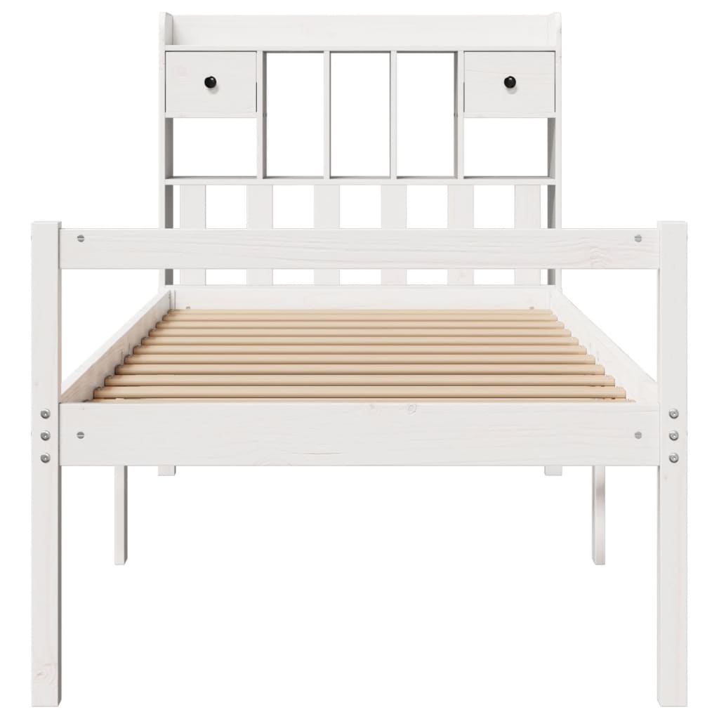 vidaXL Massivholzbett mit Regal ohne Matratze Weiß 75x190 cm Kiefer