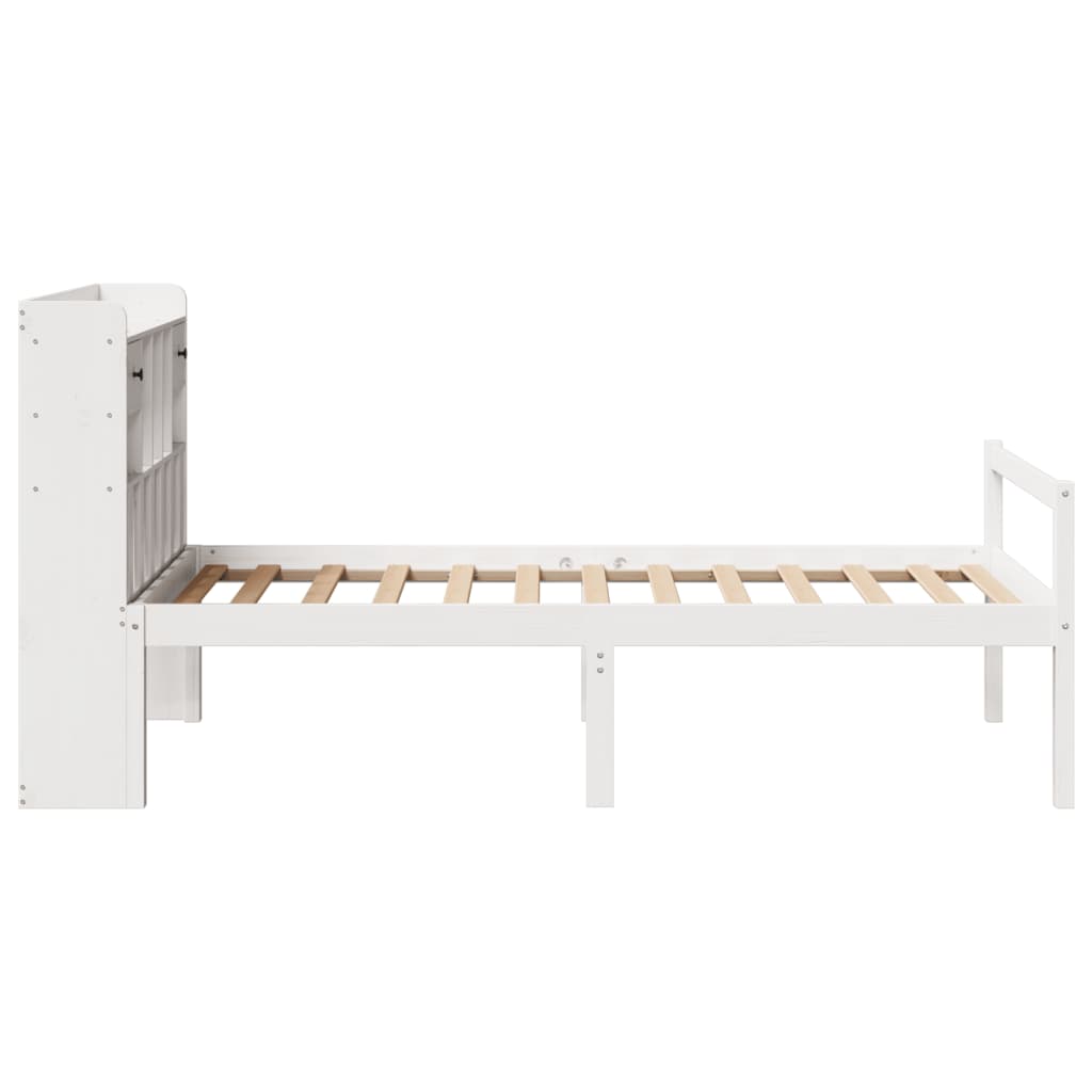 vidaXL Massivholzbett mit Regal ohne Matratze Weiß 75x190 cm Kiefer