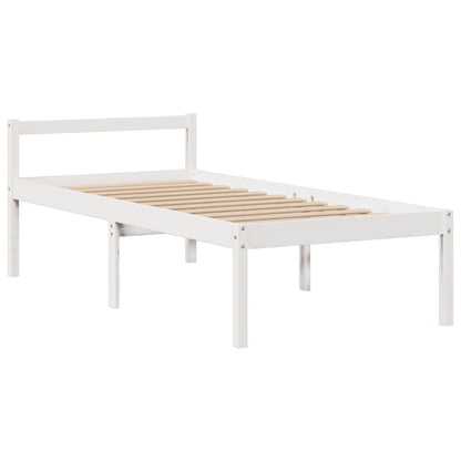 vidaXL Massivholzbett mit Regal ohne Matratze Weiß 75x190 cm Kiefer