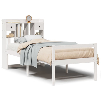 vidaXL Massivholzbett mit Regal ohne Matratze Weiß 90x190 cm Kiefer