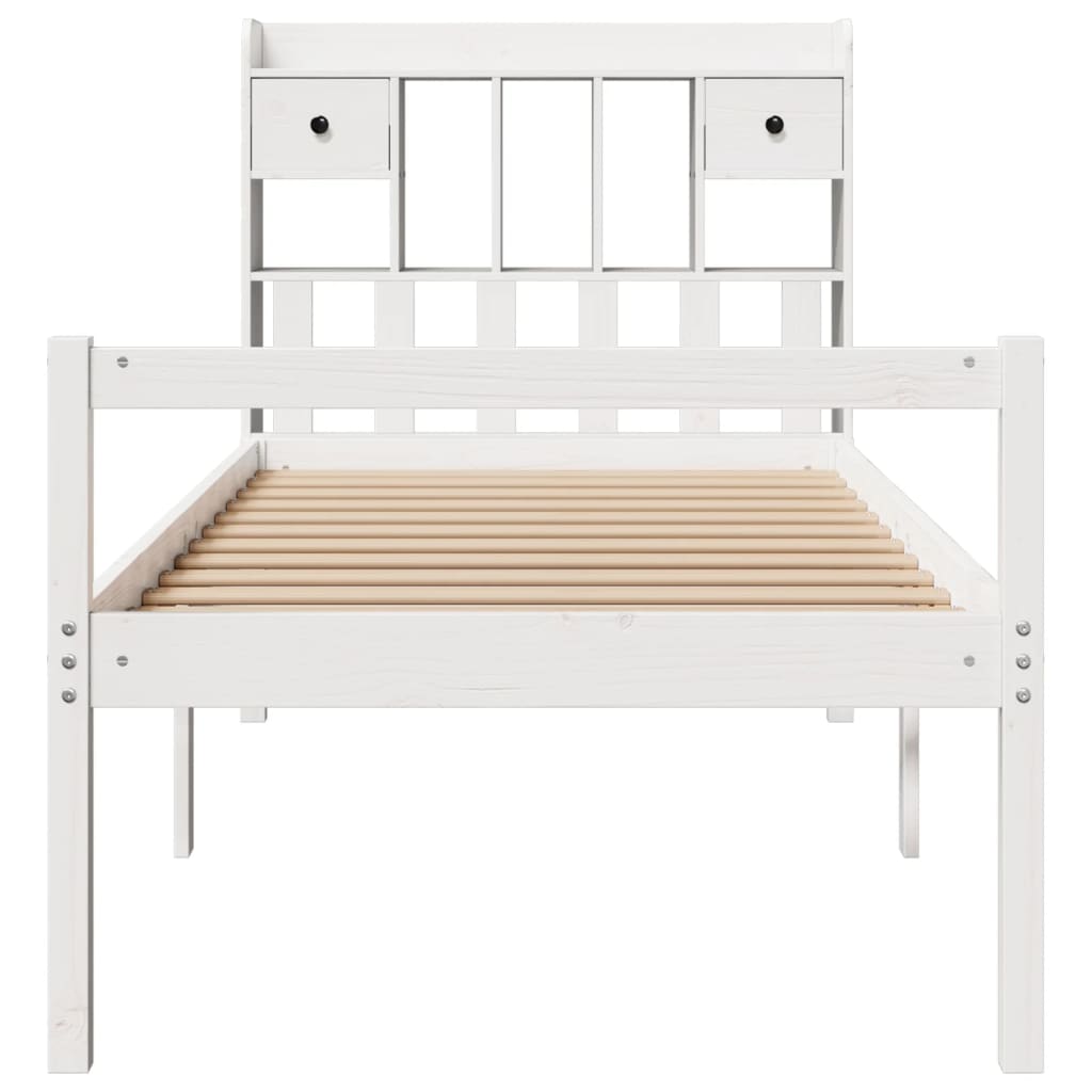 vidaXL Massivholzbett mit Regal ohne Matratze Weiß 90x190 cm Kiefer