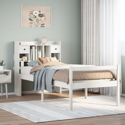 vidaXL Massivholzbett mit Regal ohne Matratze Weiß 90x190 cm Kiefer