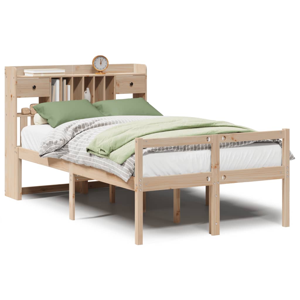 vidaXL Massivholzbett mit Regal ohne Matratze 135x190 cm Kiefernholz