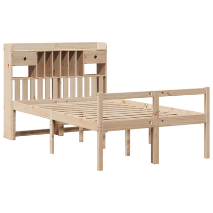 vidaXL Massivholzbett mit Regal ohne Matratze 135x190 cm Kiefernholz