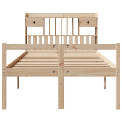 vidaXL Massivholzbett mit Regal ohne Matratze 135x190 cm Kiefernholz