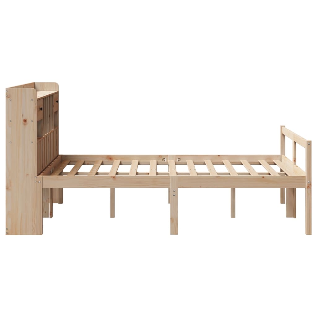 vidaXL Massivholzbett mit Regal ohne Matratze 135x190 cm Kiefernholz