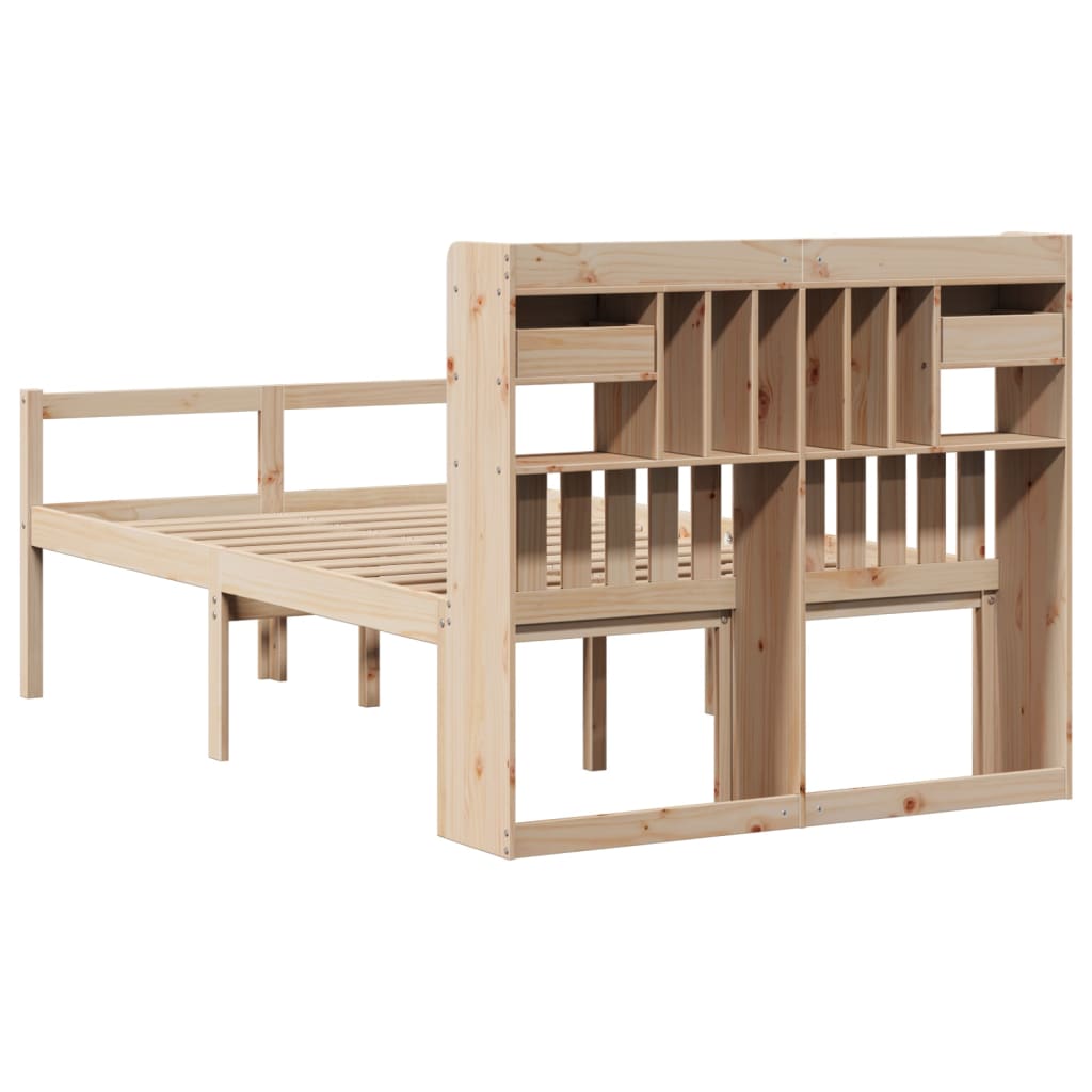 vidaXL Massivholzbett mit Regal ohne Matratze 135x190 cm Kiefernholz