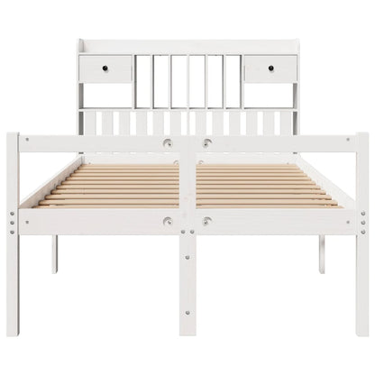 vidaXL Massivholzbett mit Regal ohne Matratze Weiß 135x190 cm Kiefer