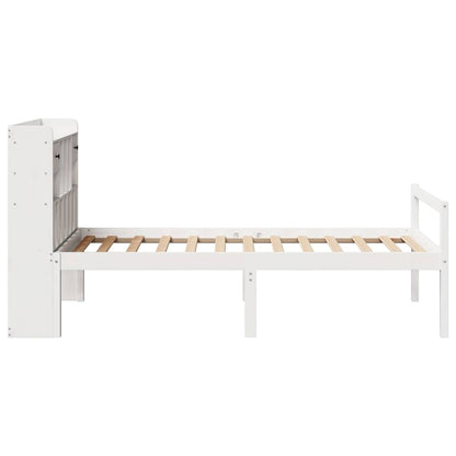 vidaXL Massivholzbett mit Regal ohne Matratze Weiß 90x200 cm Kiefer