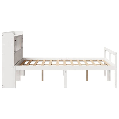 vidaXL Massivholzbett mit Regal ohne Matratze Weiß 140x200 cm Kiefer
