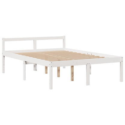 vidaXL Massivholzbett mit Regal ohne Matratze Weiß 150x200 cm Kiefer