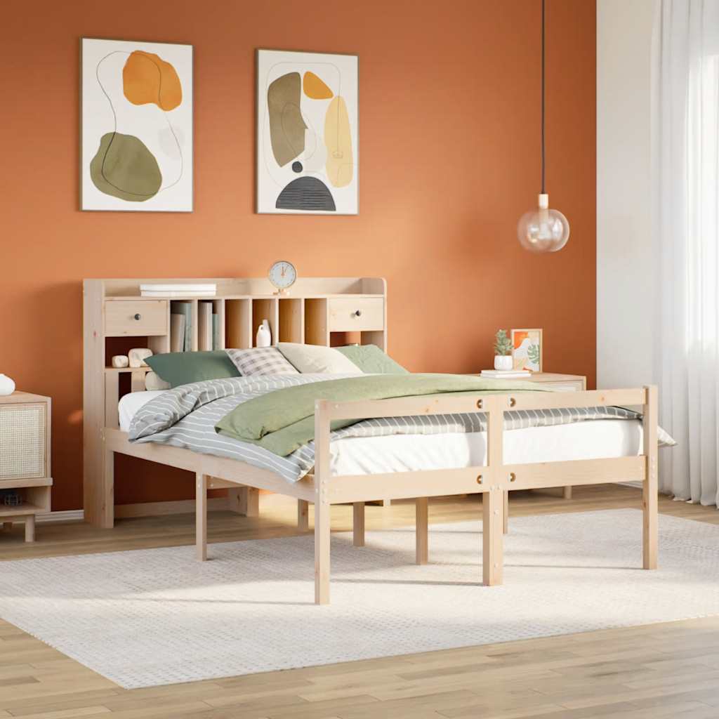 vidaXL Massivholzbett mit Regal ohne Matratze 160x200 cm Kiefernholz