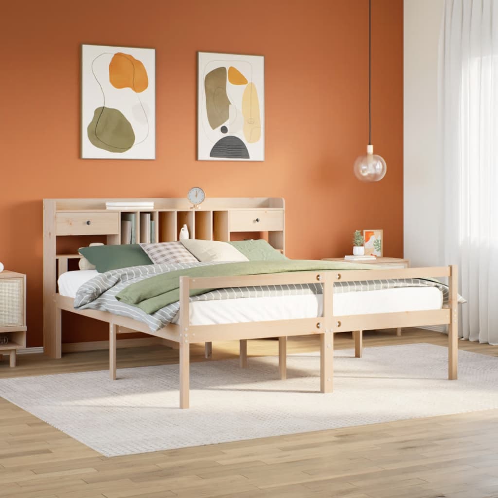 vidaXL Massivholzbett mit Regal ohne Matratze 180x200 cm Kiefernholz