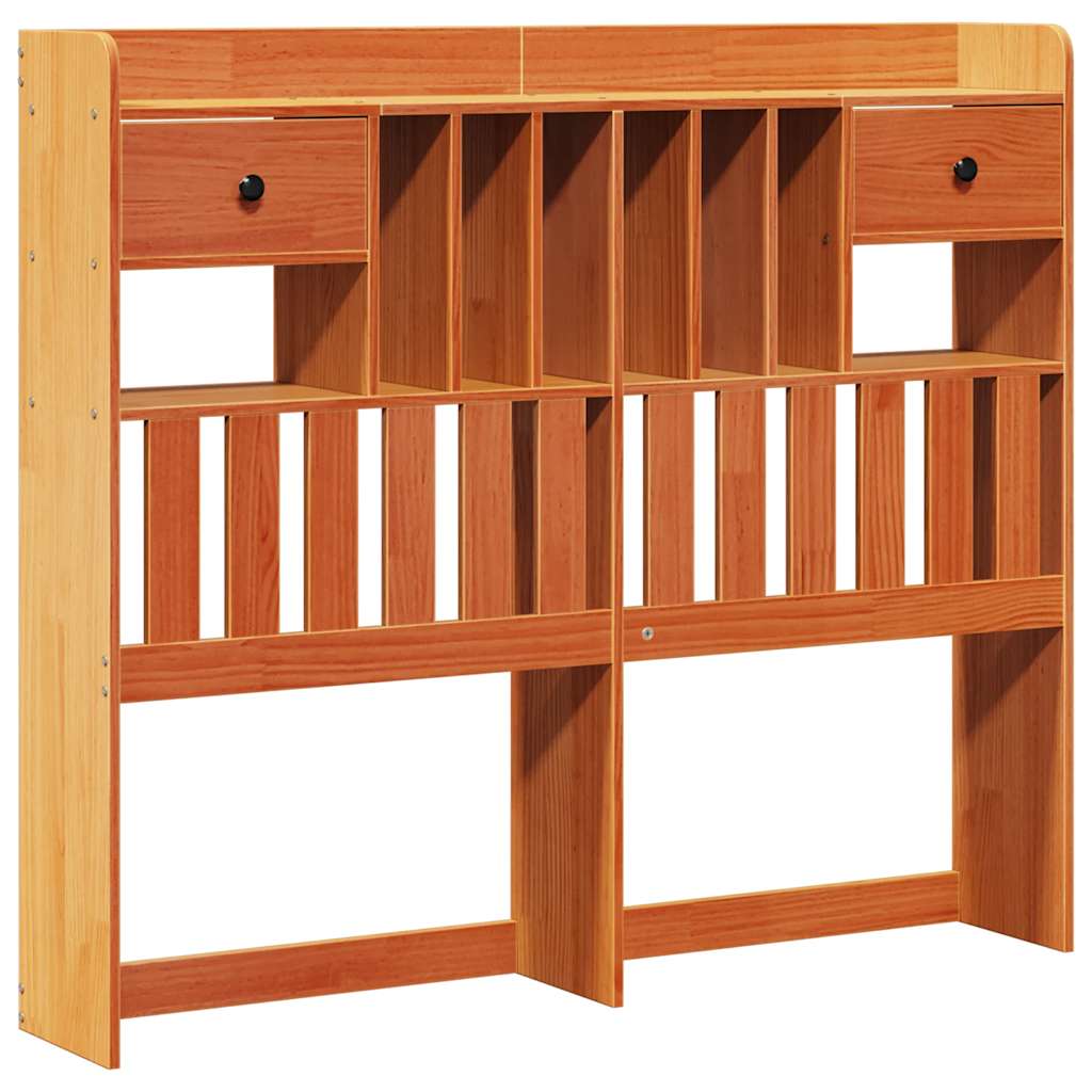 vidaXL Massivholzbett mit Regal ohne Matratze Wachsbraun 135x190 cm
