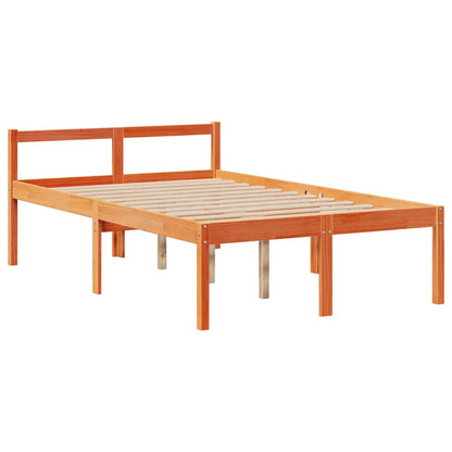 vidaXL Massivholzbett mit Regal ohne Matratze Wachsbraun 135x190 cm