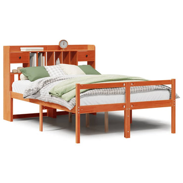 vidaXL Massivholzbett mit Regal ohne Matratze Wachsbraun 160x200 cm
