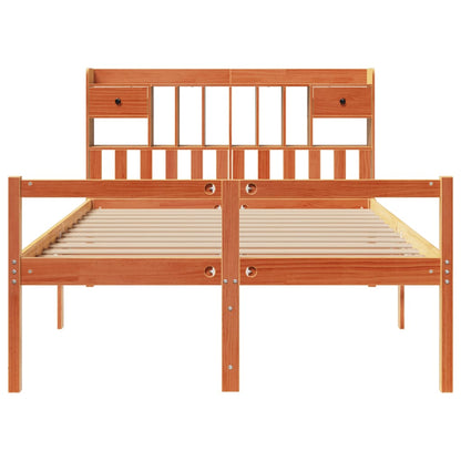 vidaXL Massivholzbett mit Regal ohne Matratze Wachsbraun 160x200 cm