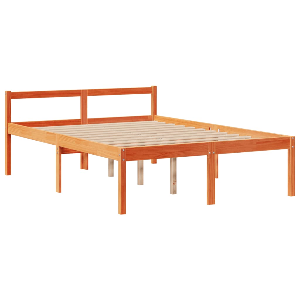vidaXL Massivholzbett mit Regal ohne Matratze Wachsbraun 160x200 cm