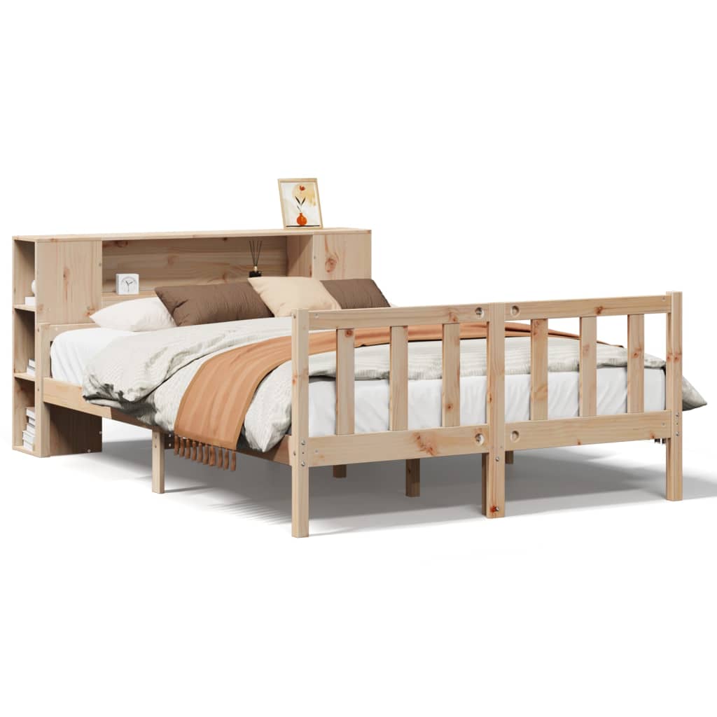 vidaXL Massivholzbett mit Regal ohne Matratze 120x190 cm Kiefernholz