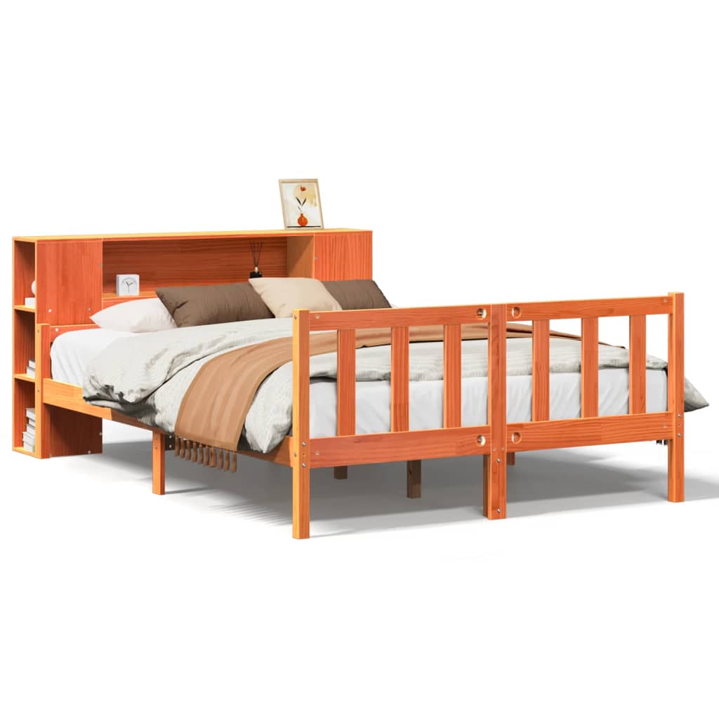 vidaXL Massivholzbett ohne Matratze Wachsbraun 160x200 cm Massivholz