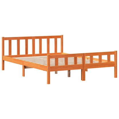 vidaXL Massivholzbett ohne Matratze Wachsbraun 160x200 cm Massivholz