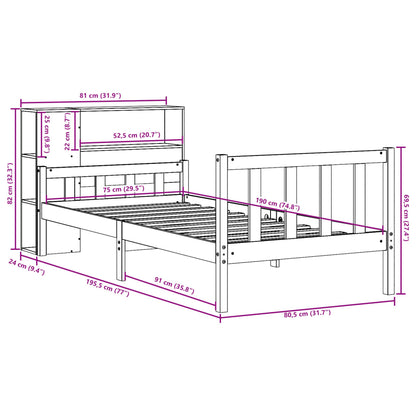 vidaXL Bücherregalbett ohne Matratze 75x190 cm Massivholz Kiefer
