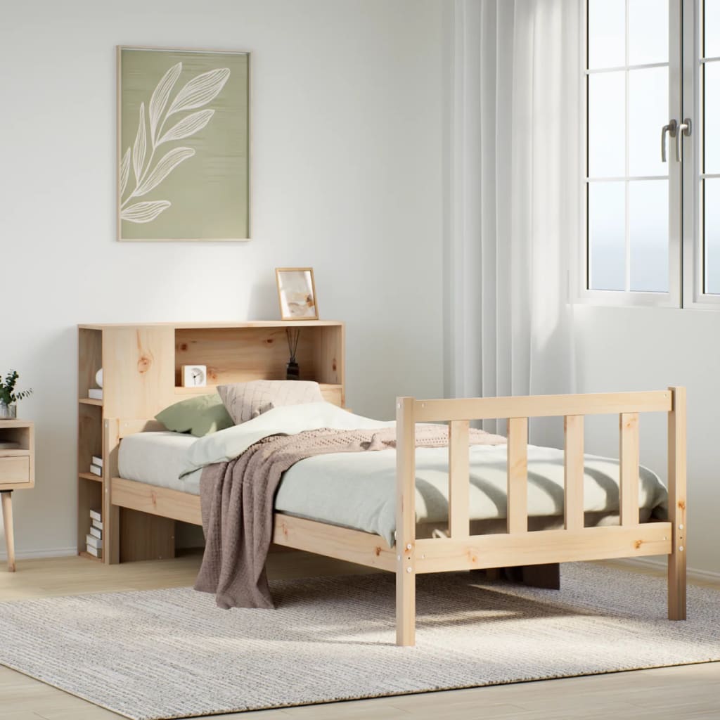 vidaXL Massivholzbett mit Regal ohne Matratze 100x200 cm Kiefer