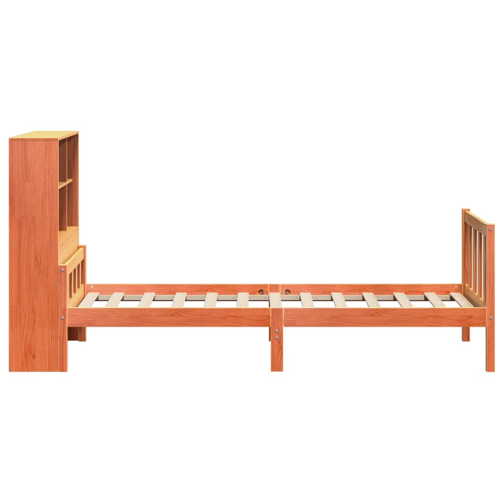 vidaXL Massivholzbett mit Regal ohne Matratze Wachsbraun 75x190 cm