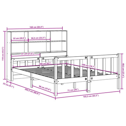 vidaXL Massivholzbett ohne Matratze Wachsbraun 160x200 cm Massivholz